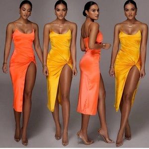 JLUXLABEL yellow satin dress